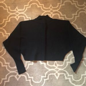 Zara black  knit mock neck short sweater, size M